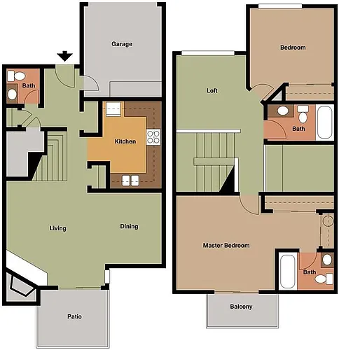 Floor plan 2 Bedroom Townhome