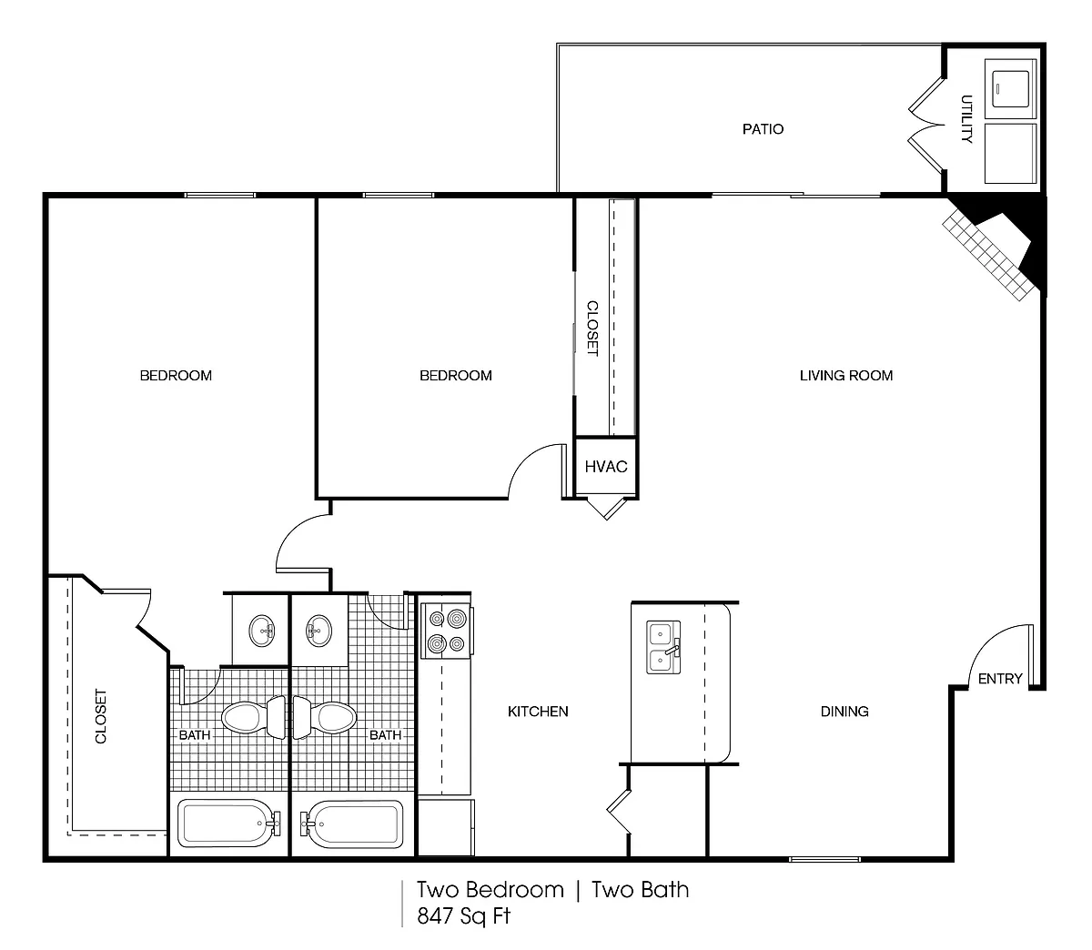 Floor plan 2 bedroom 2 bath