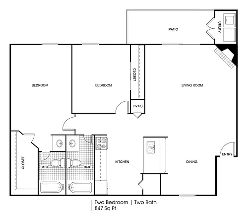 Floor plan 2 bedroom 2 bath