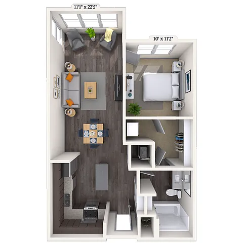 Floor plan Traditional 1x1 713 SF-FP