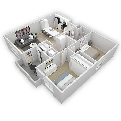 Floor plan 2 Bedroom 1 Bathroom
