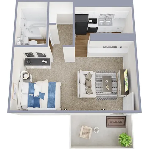Floor plan Studio Upgraded