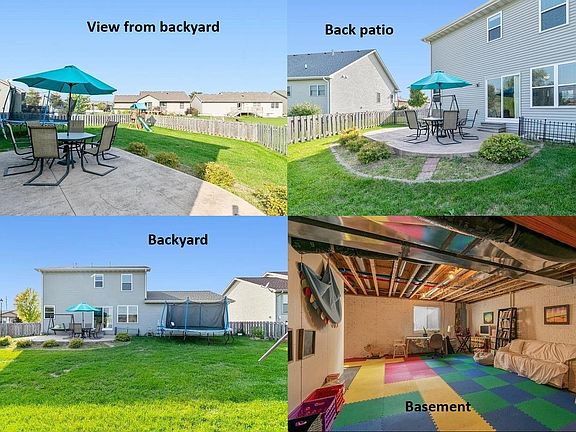 Backyard, patio, and basement.