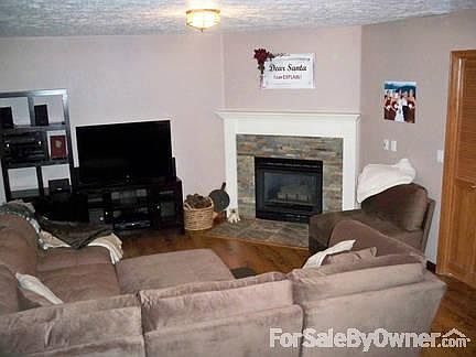 One of the living areas with fireplace