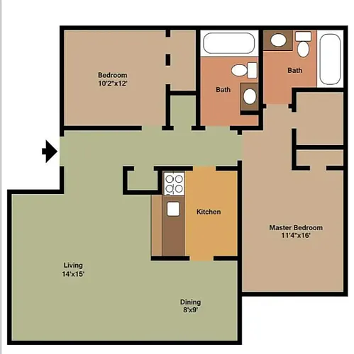 Floor plan 2 Bedroom Renovated