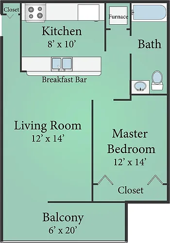 Floor plan 1 Bedroom 1 Bath Small