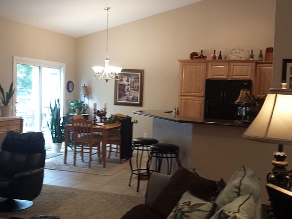 Dining area overlooks deck