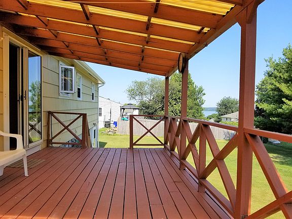 back deck with a distant water view