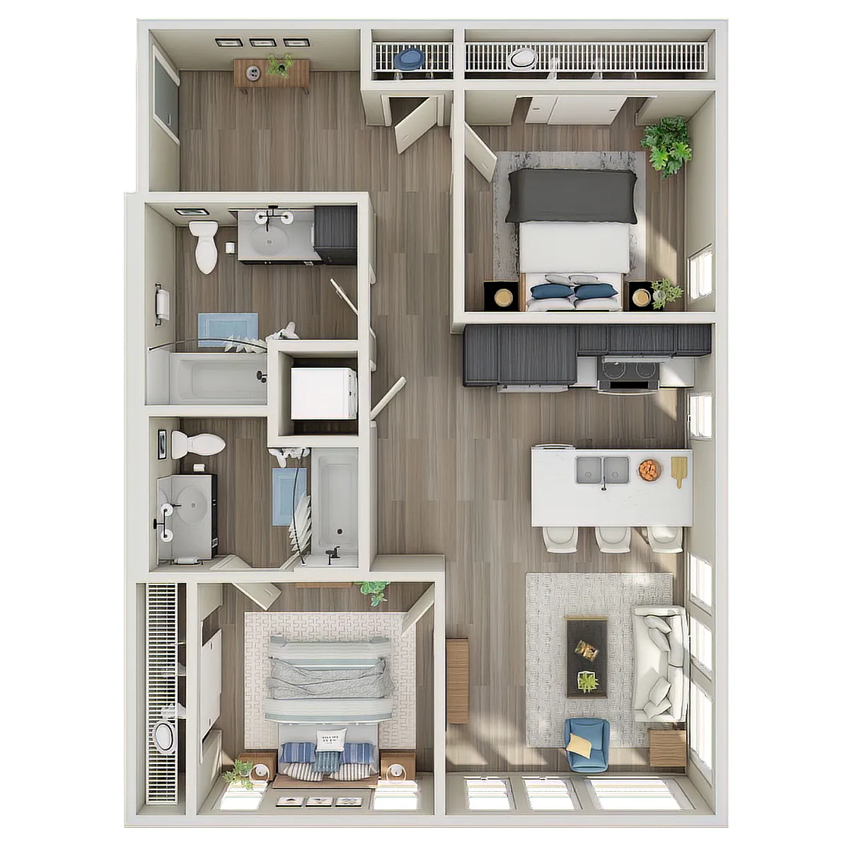 Floor plan Open 2 Bed, 2 Bath - MFTE - Q