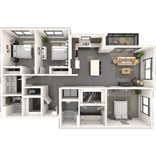 Floor plan Traditional 3x2 1303-1309 SF