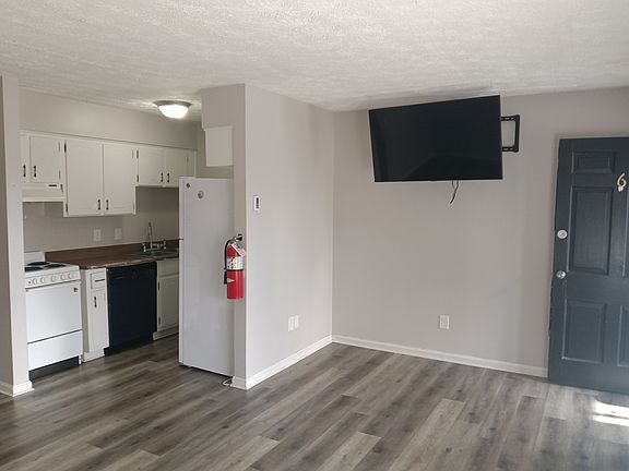 Unfurnished Living room/ Kitchen view. All apartments have TVs and Free WiFi