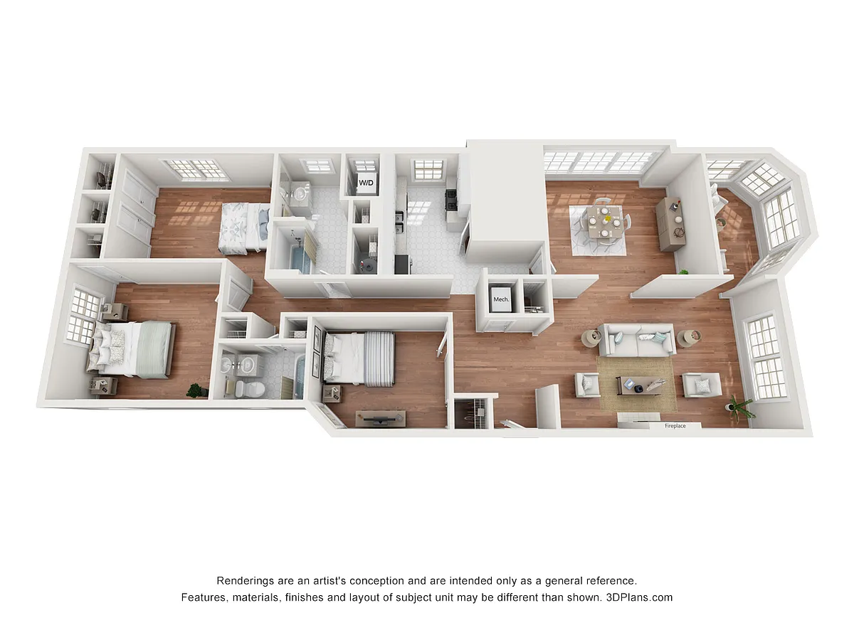 Floor plan 1815sf - 3 Bedroom - Buckingham Building