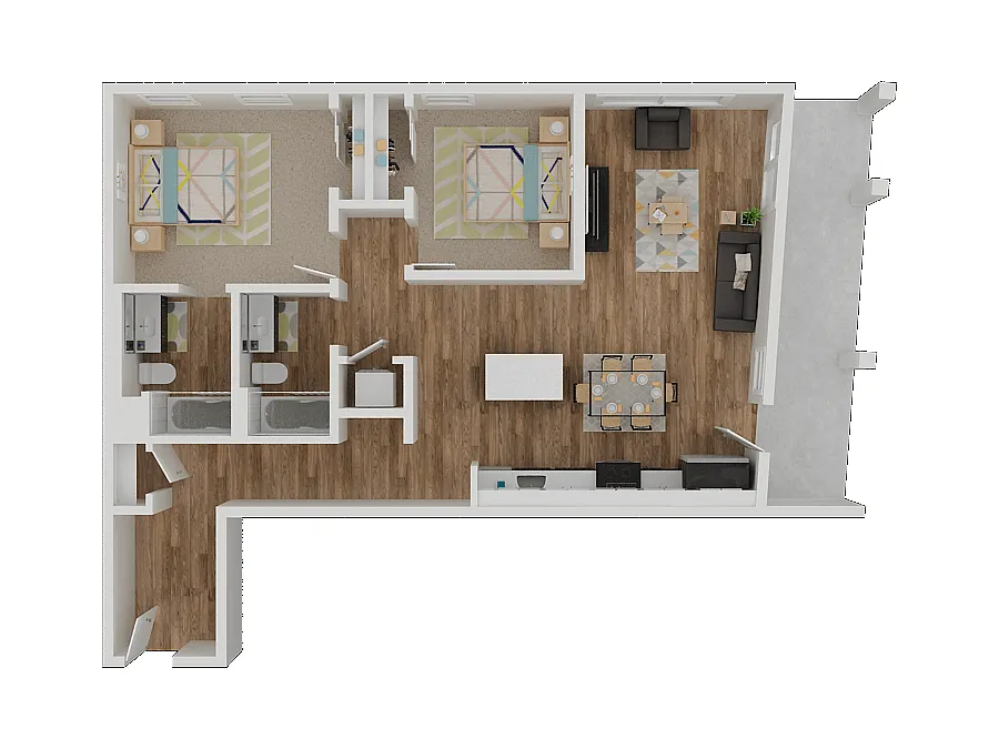 Floor plan Two Bedroom Two Bathroom