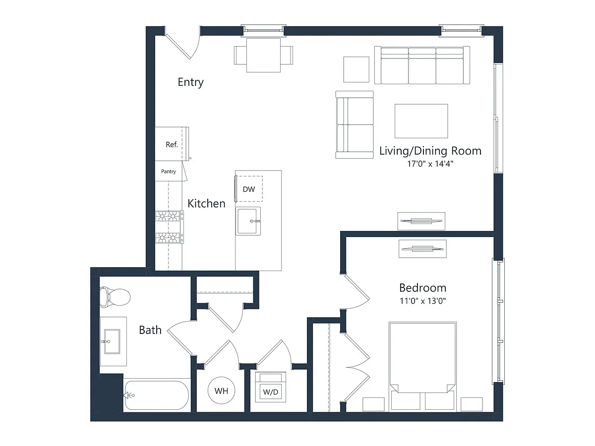 Floor plan A1a | 1 Bed | 1 Bath