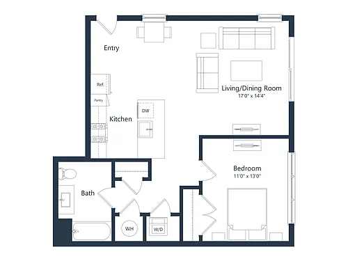 Floor plan A1a | 1 Bed | 1 Bath