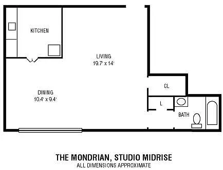 Floor plan Studio 1Bathroom