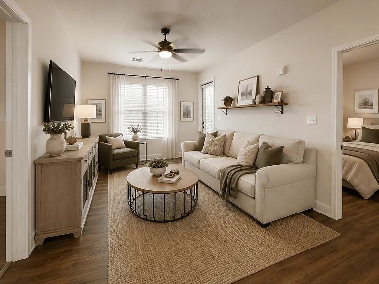 Relax in a spacious living room that's perfect for hosting guests or enjoying a quiet evening at home.