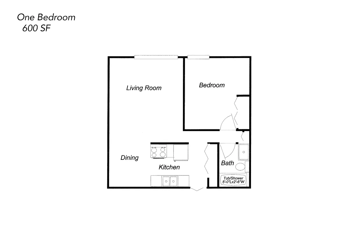 Floor plan One Bedroom - Income Based
