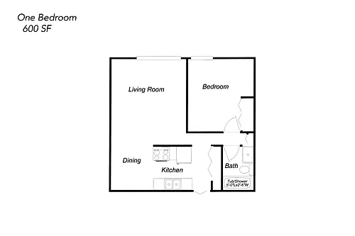Floor plan One Bedroom - Income Based