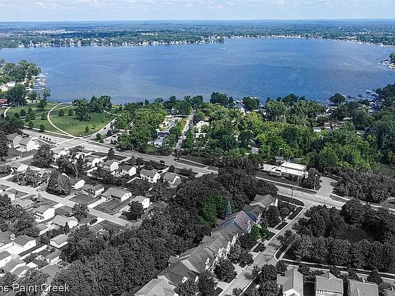 Aerial view of the lake behind the subdivision