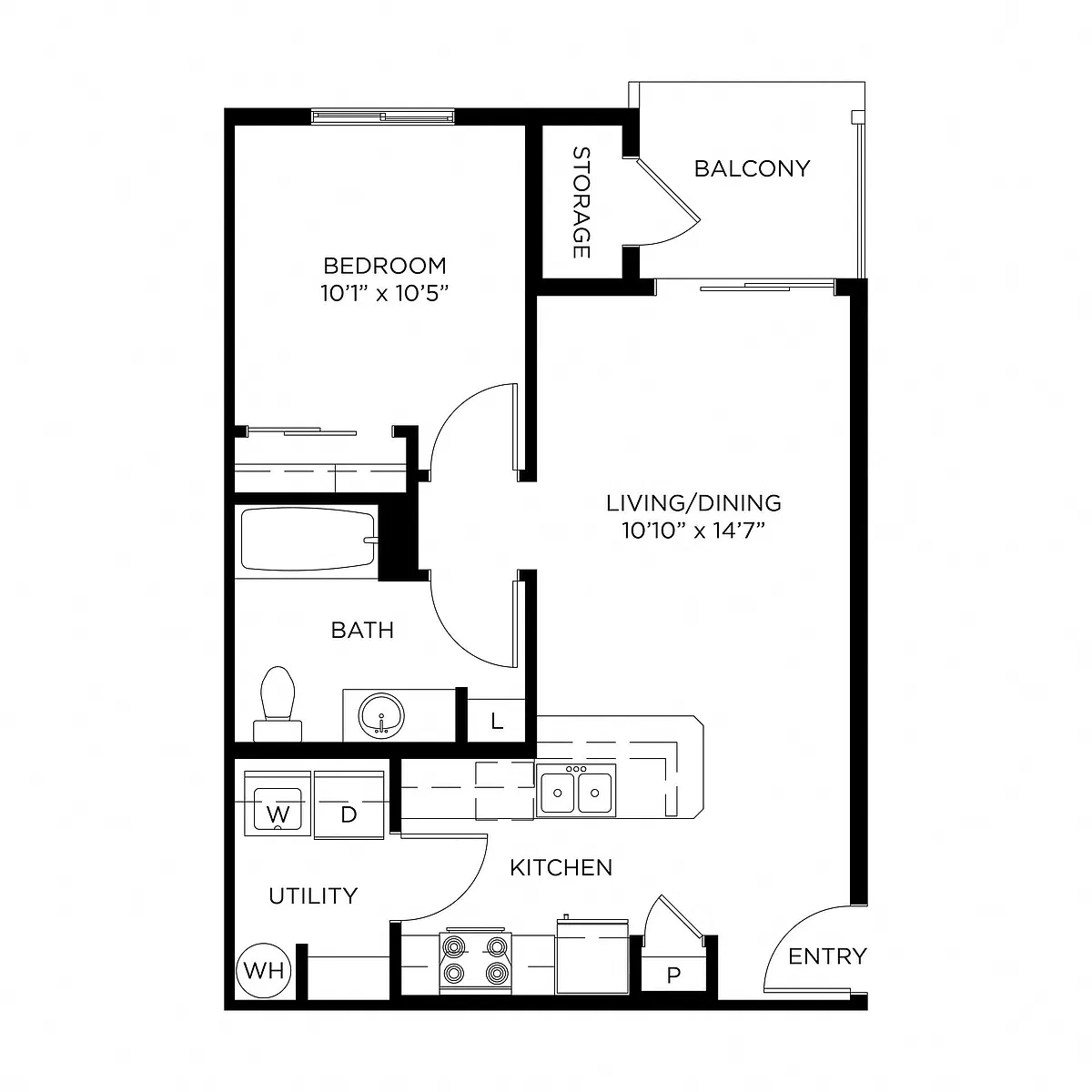 Floor plan 1 Bed 1 Bath