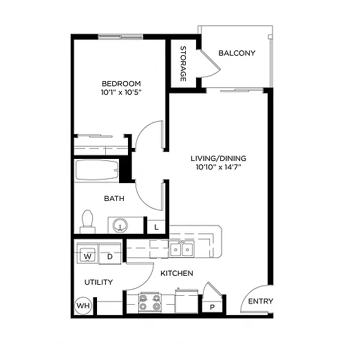 Floor plan 1 Bed 1 Bath
