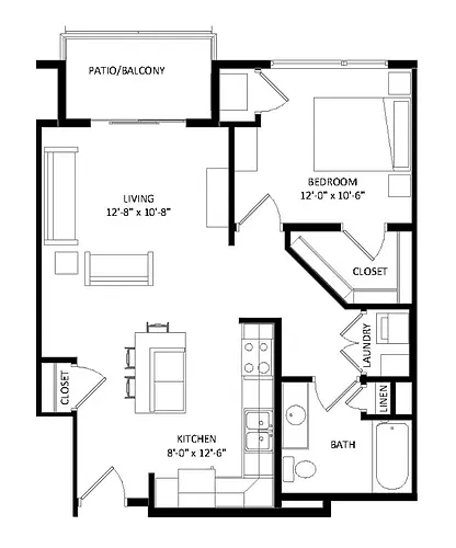 Floor plan 1 Bedroom A5 SIM