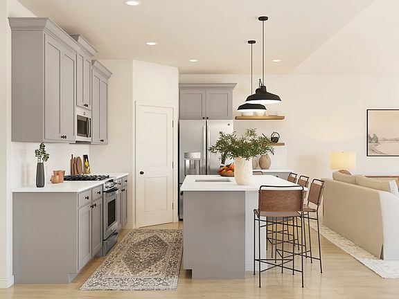 Kitchen with quartz countertops island