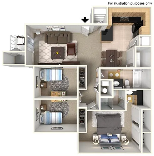 Floor plan 2 Bedroom 2 Bath