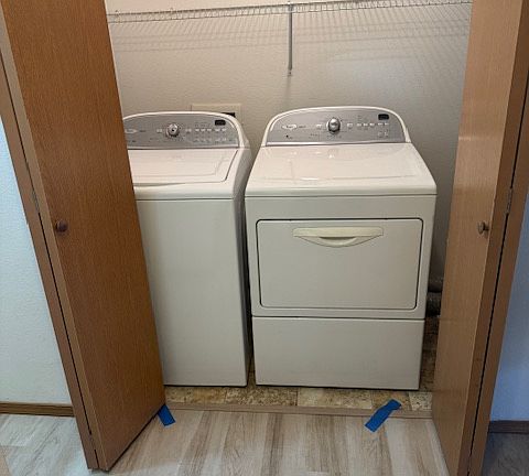 Washer and dryer (blue tape was temporary)