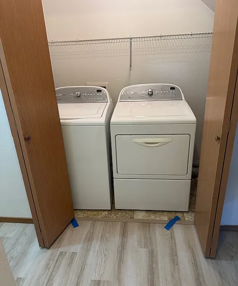 Washer and dryer (blue tape was temporary)