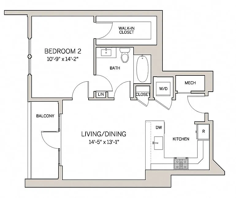 Floor plan 1 Bed 1 Bath A3