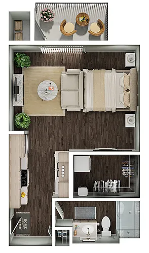 Floor plan Powder Peak- 0BD/1BA
