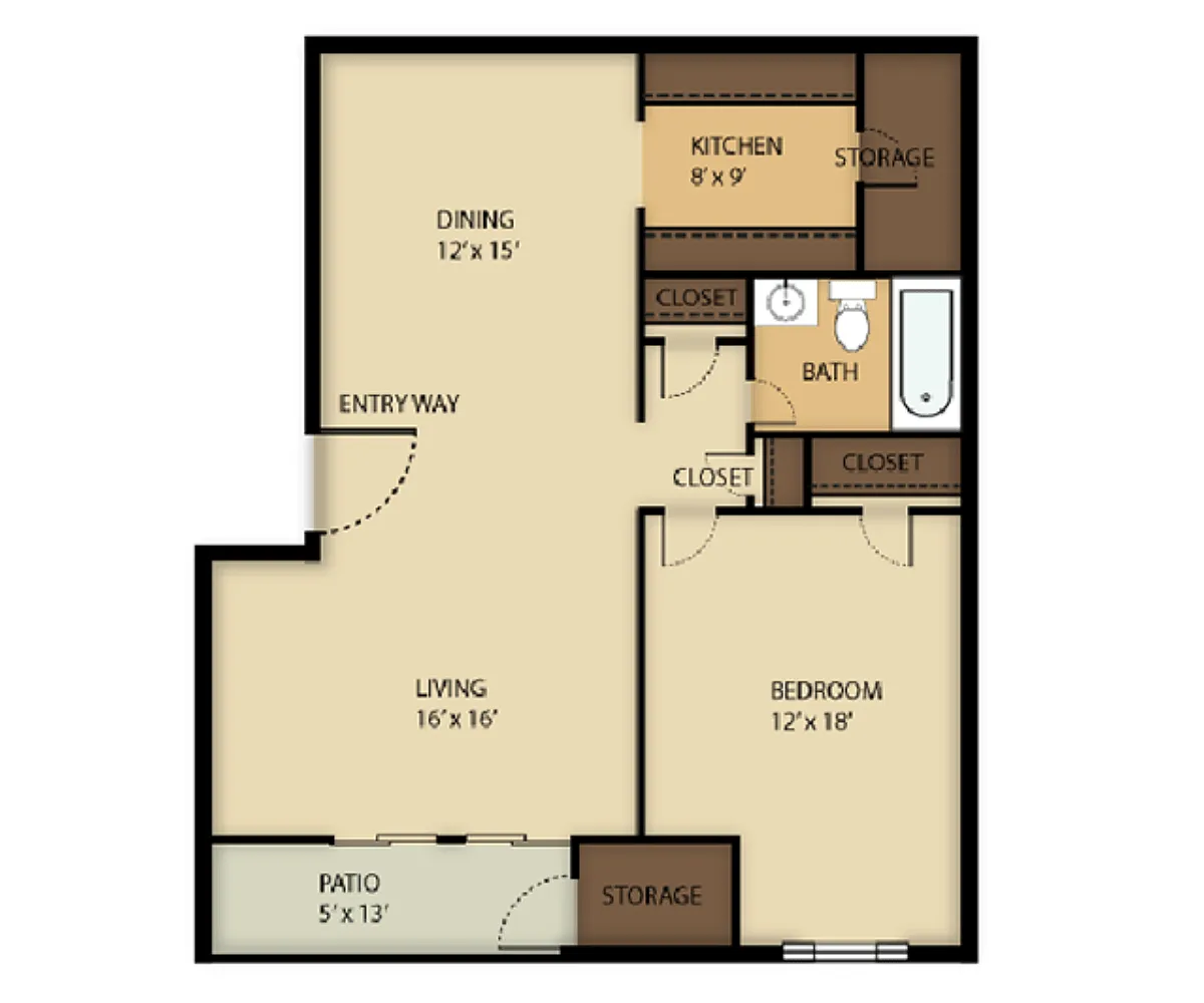Floor plan 1 Bedroom Concord