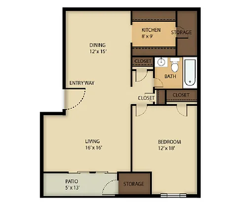 Floor plan 1 Bedroom Concord