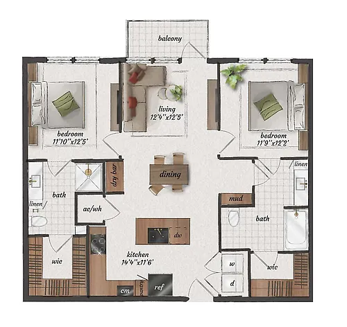Floor plan B3-LW ANSI A