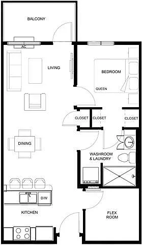 Floor plan 1 Bed+Den