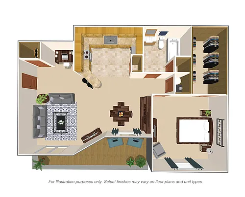 Floor plan 1 Bedroom, 1 Bath 800SqFt