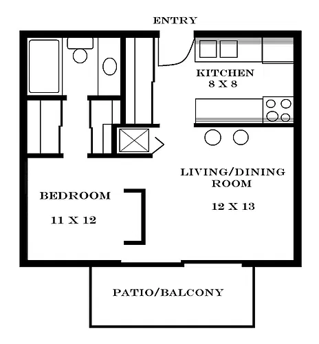Floor plan Studio 465 SF