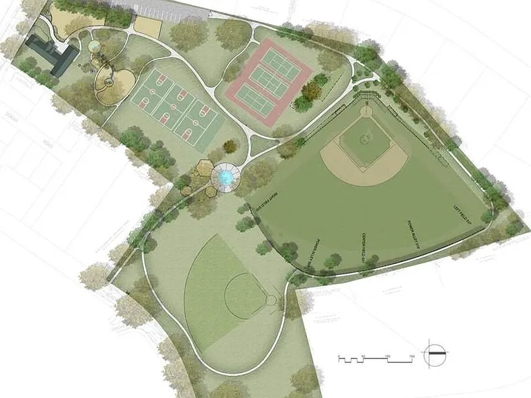 Eliot Playground and Warren Field (Tennis and Basketball Courts, Baseball Fields, Dog Park, Sprinklers, and Restrooms)
