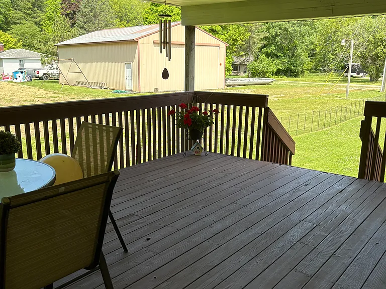 Covered deck in backyard
