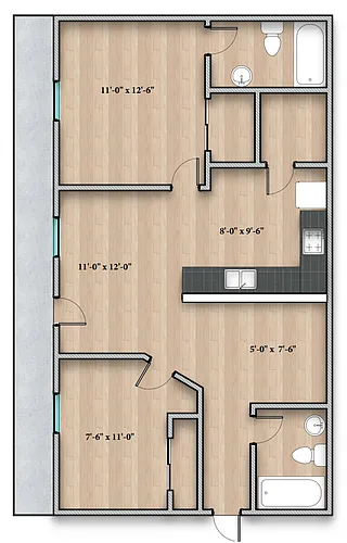 Floor plan 2 Bed 2 Bath