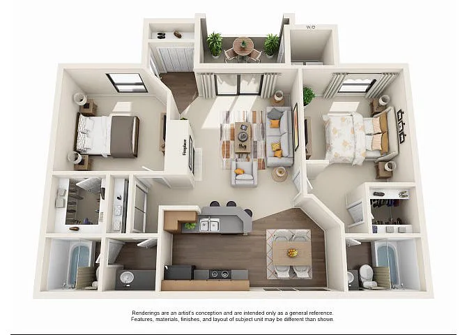 Floor plan 2 bedroom Renovated