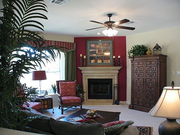 family room with fireplace