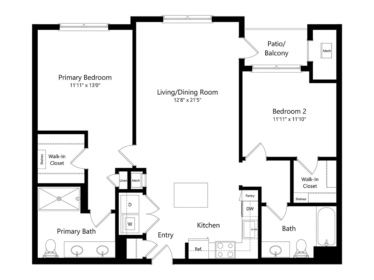 Floor plan 2x2B