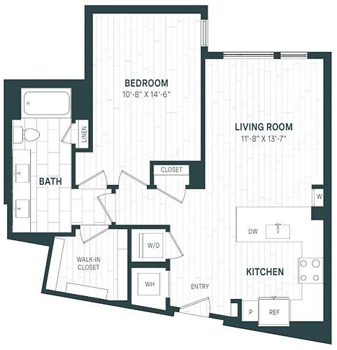Floor plan 1 Bed/1 Bath-A09-P
