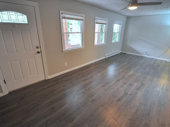 Front door and living room