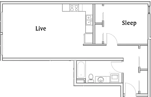 Floor plan 1 Bedroom D