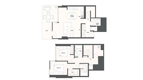 Floor plan Townhome-2X2-C5