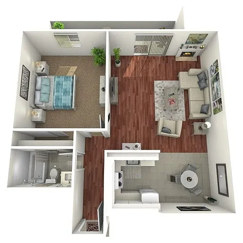 Floor plan One Bedroom One Bathroom (A1)